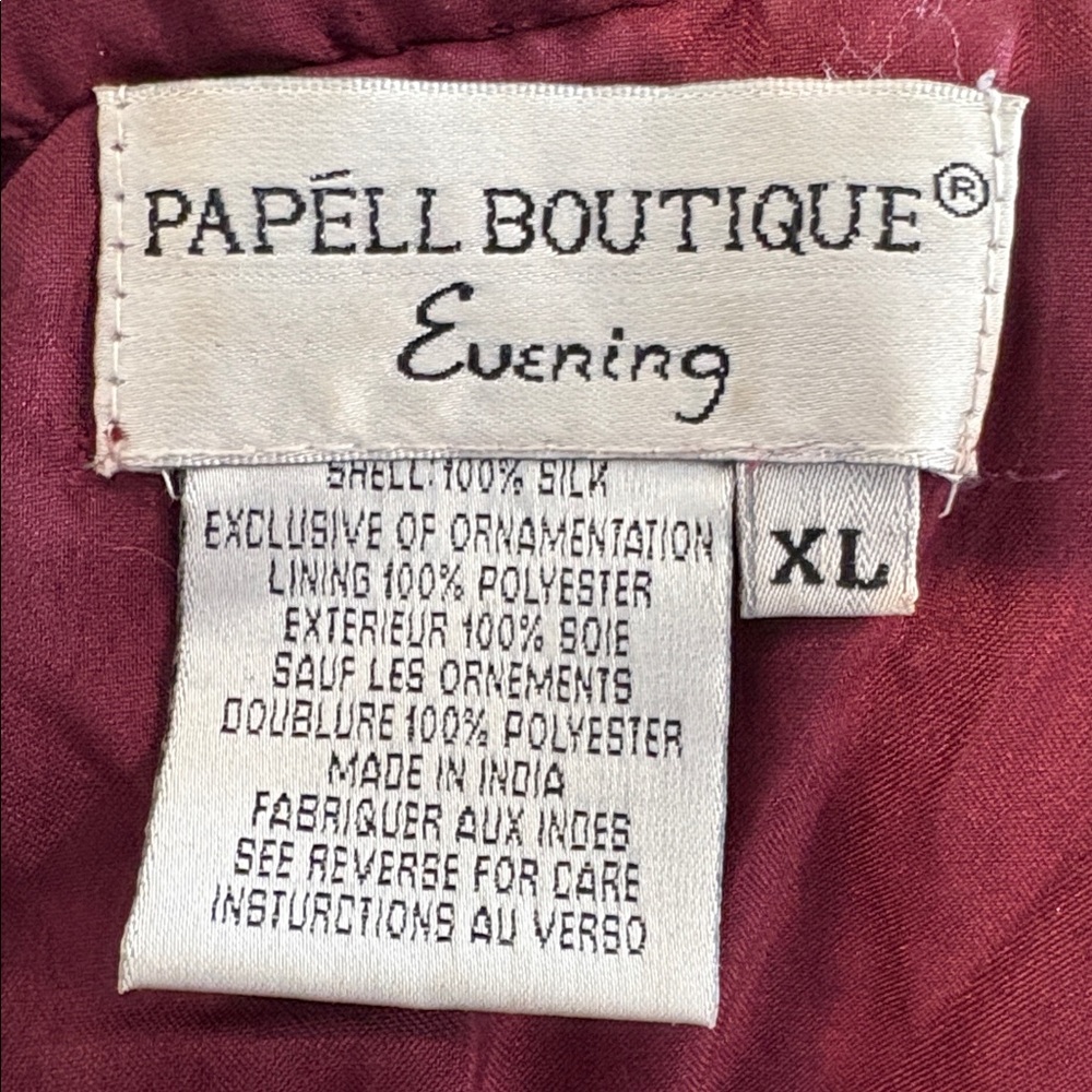 Papell Boutique Evening Burgundy and Black Silk Sleeveless Top XL - Picture 4 of 14